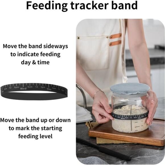 2Pack 35OZ with Ounce Scale Marked Feeding Band, Thermometer, Sourdough - Picture 4 of 16